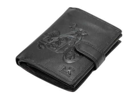 Portfel Męski Skórzany MONEY KEPPER Duży Pionowy Z Zapinką Dwa Skrzydełka CC5601B-4 RFID ,,MOTOCYKL,, CZARNY 13 x 10 x 2 [cm]