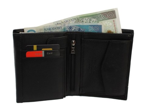 Portfel Męski Skórzany PIERRE CARDIN Skóra Licowa Duży Pionowy Bez Zapięcia Dwa Skrzydełka Z Zapinką Wewnątrz RFID TILAK15-326