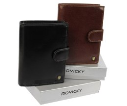 Portfel Męski Skórzany ROVICKY Skóra Licowa Duży Pionowy Z Zapięciem N62L-RVT