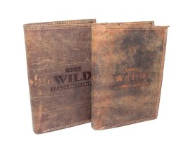 Portfel Męski Skórzany WILD Skóra Licowa Duży Pionowy Bez Zapięcia Zamszowy BRĄZOWY ''De Luxe'' 8932 13 x 10 x 3 [cm]
