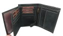 Portfel Męski Skórzany WILD Skóra Licowa Duży Pionowy Bez Zapięcia Zamszowy CZARNY ''De Luxe'' 8932 13 x 10 x 3 [cm]