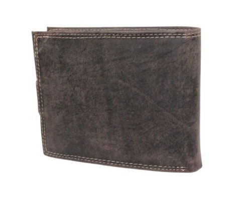 Portfel Męski Skórzany WILD Skóra Licowa Duży Poziomy Z Zapięciem RFID CZEKOLADOWY Zamszowy 9014 12,5 x 10 x 2  [cm]