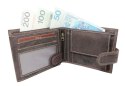 Portfel Męski Skórzany WILD Skóra Licowa Duży Poziomy Z Zapięciem RFID CZEKOLADOWY Zamszowy 9014 12,5 x 10 x 2  [cm]