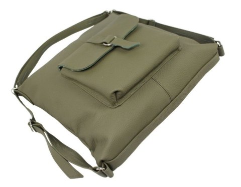 Praktyczny Plecak Skórzany Torebka 2 w 1 MAGRE (PL) AMELIA Skóra Naturalna Licowa OLIWKOWY