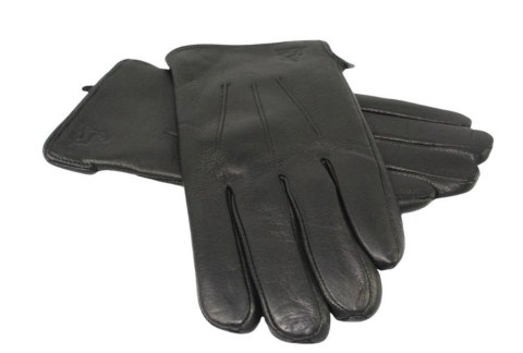 Rękawiczki Męskie PolskaGalanteria Ocieplane Ze Skóry Renifera Rozmiar 12 ELEGANCKIE PRZESZYCIE CZARNE