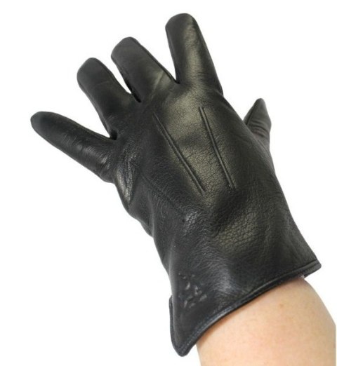 Rękawiczki Męskie PolskaGalanteria Ocieplane Ze Skóry Renifera Rozmiar 12 ELEGANCKIE PRZESZYCIE CZARNE