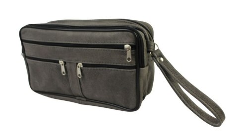 Saszetka Męska Skórzana Bradzo Duża GRETOS (PL) MAKO I Skóra Naturalna Surowa Skóra SZARY 27 x 16 x 10 [cm]