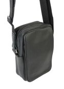 Skórzana Torba Na Ramię Pionowa GRETOS (PL) CZARNA Listonoszka Z Klapką Na Rzep 20 x 13 x 6 [cm]