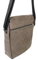 Skórzana Torba Na Ramię Pionowa GRETOS (PL) Listonoszka Z Klapką CZEKOLADOWA ZAMSZOWA 37 x 30 x 7 [cm]