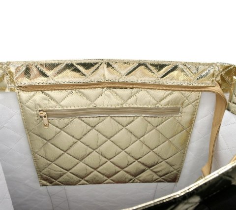 Torebka Damska Materiałowa Rovicky (PL) RSPV 001 ZŁOTA Na Suwak 40 x 41 x 15 [cm]