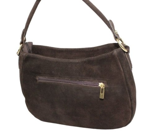 Torebka Skórzana LUKA 24-085 Skóra Naturalna Zamszowa Czekoladowa 30 x 20 x 9 [cm]