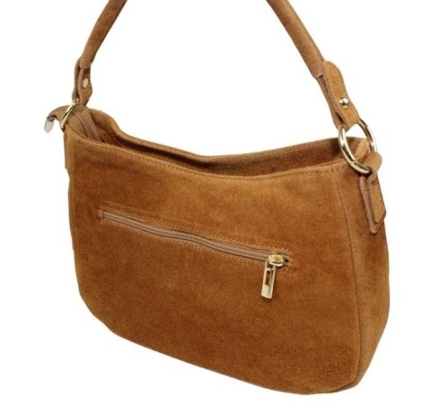 Torebka Skórzana LUKA 24-085 Skóra Naturalna Zamszowa Karmel 30 x 20 x 9 [cm]