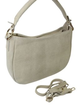 Torebka Skórzana LUKA 24-085 Skóra Naturalna Zamszowa Kremowa 30 x 20 x 9 [cm]