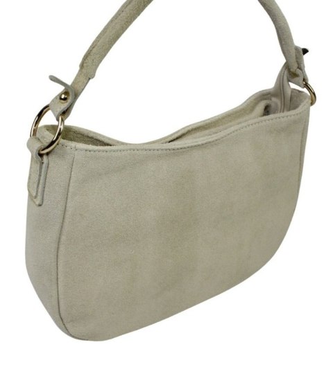 Torebka Skórzana LUKA 24-085 Skóra Naturalna Zamszowa Kremowa 30 x 20 x 9 [cm]