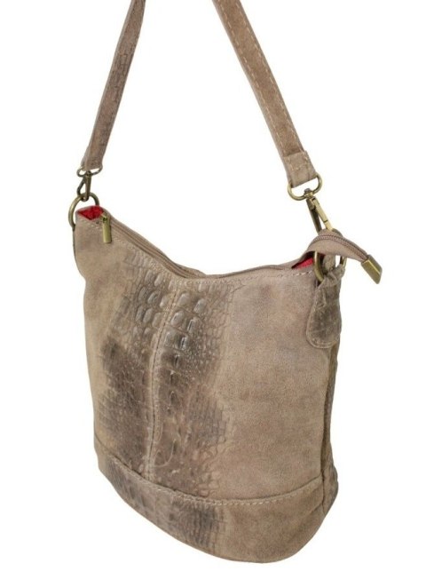 Torebka Skórzana LUKA CROCO MOKKA 26-027 Skóra Naturalna BRĄZOWA Mozajka 27 x 24 x 16 [cm]