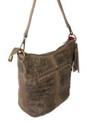 Torebka Skórzana LUKA CROCO MOKKA 26-027 Skóra Naturalna BRĄZOWA Mozajka 27 x 24 x 16 [cm]