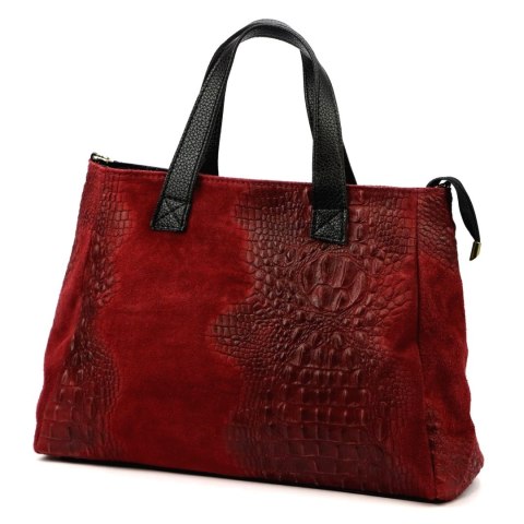 Torebka Skórzana LUKA CROCO Skóra Naturalna BORDOWA 26-034 38 x 26 x 12 [cm]