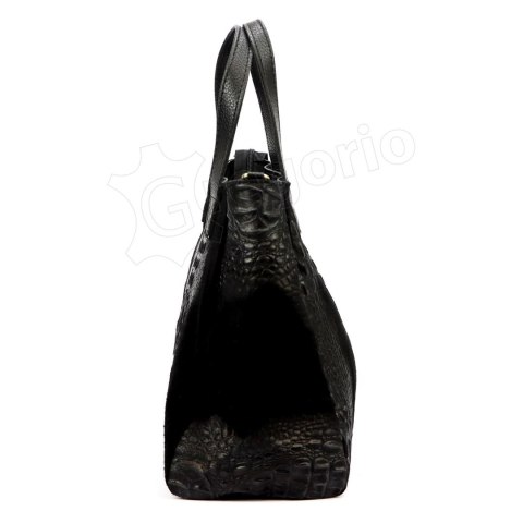 Torebka Skórzana LUKA CROCO Skóra Naturalna CZARNA 26-034 38 x 26 x 12 [cm]