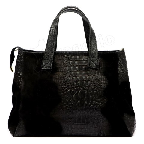 Torebka Skórzana LUKA CROCO Skóra Naturalna CZARNA 26-034 38 x 26 x 12 [cm]