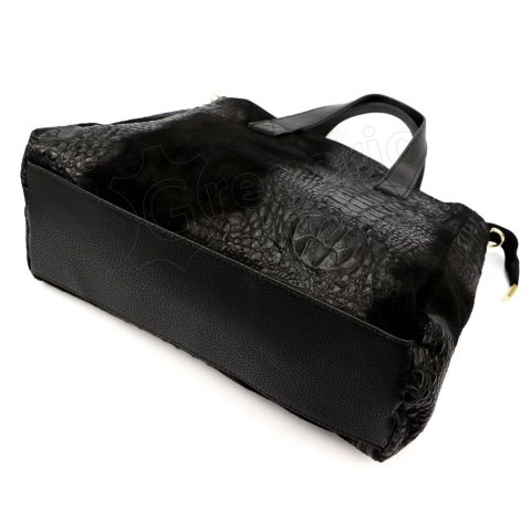 Torebka Skórzana LUKA CROCO Skóra Naturalna CZARNA 26-034 38 x 26 x 12 [cm]