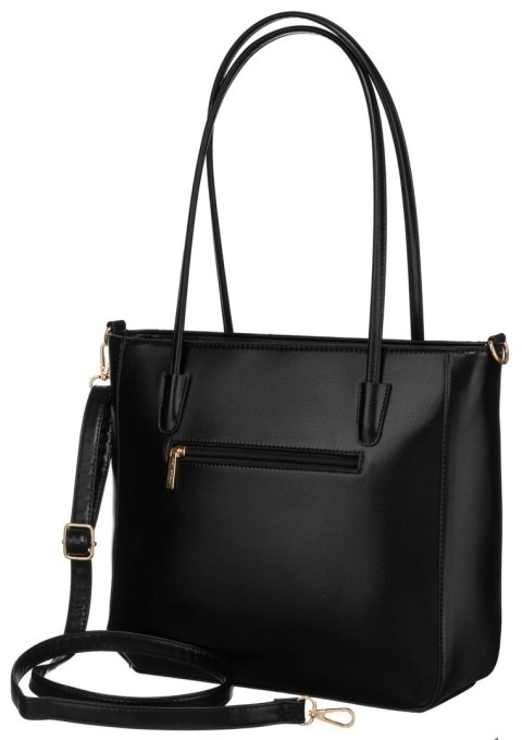 Torebka Ze Skóry Włoskiej Peterson Elegancki Stylowy Kuferek PTN 072-03 CZARNA 37 x 30 x 12 [cm]