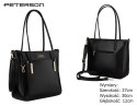 Torebka Ze Skóry Włoskiej Peterson Elegancki Stylowy Kuferek PTN 072-03 CZARNA 37 x 30 x 12 [cm]