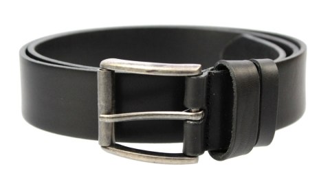 Pasek Męski Skórzany Arucce (PL) Skóra Licowa EXTRA 40 mm CZARNY Gładki Klamra Tradycyjna (Z ROLKĄ)