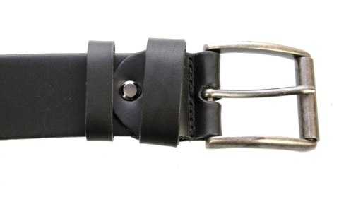 Pasek Męski Skórzany Arucce (PL) Skóra Licowa EXTRA 40 mm CZARNY Gładki Klamra Tradycyjna (Z ROLKĄ)