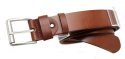 Pasek Męski Skórzany Arucce (PL) Skóra Licowa EXTRA 40 mm JASNY BRĄZOWY Gładki Klamra Tradycyjna (Z ROLKĄ)