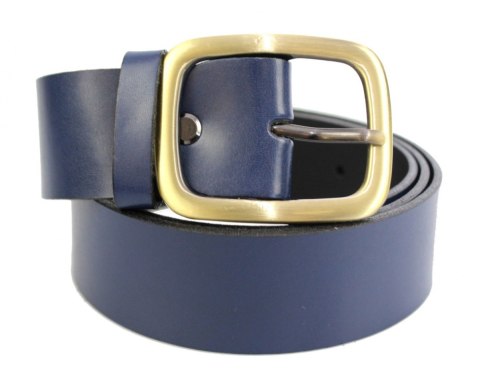 Pasek Skórzany Damski Arucce (PL) Skóra Naturalna EXTRA Gładki 40 mm  GRANATOWY Miedziana Klamra