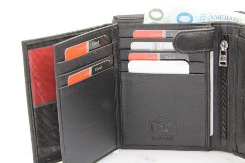Portfel Męski Skórzany PIERRE CARDIN Skóra Licowa Duży Pionowy Z Zapięciem Z OZDOBNYM ELEMENTEM RFID 326A 12,5 x 10 [cm]
