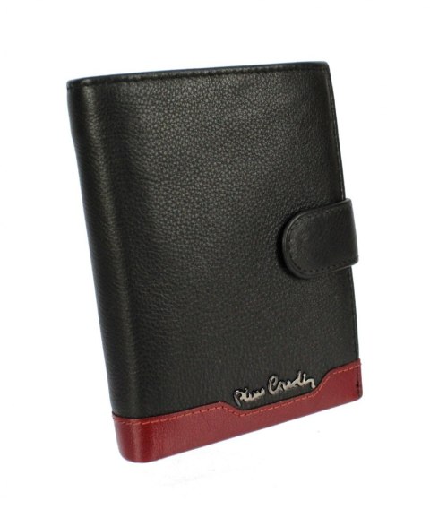 Portfel Męski Skórzany PIERRE CARDIN Skóra Licowa Duży Pionowy Z Zapięciem Z OZDOBNYM ELEMENTEM RFID 326A 12,5 x 10 [cm]