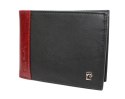 Portfel Męski Skórzany PIERRE CARDIN Skóra Licowa Duży Poziomy Bez Zapięcia CZARNY Z Czerwonym Paskiem 8806