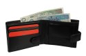 Portfel Męski Skórzany PIERRE CARDIN Skóra Licowa Mały Poziomy Z Zapinką Dwa Skrzydełka 323A CZARNY 10,5 x 9 x 2 [cm]