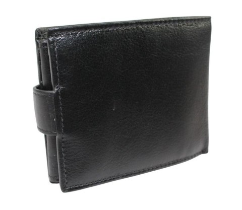Portfel Męski Skórzany PIERRE CARDIN Skóra Licowa Mały Poziomy Z Zapinką Dwa Skrzydełka 323A CZARNY 10,5 x 9 x 2 [cm]