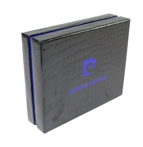 Portfel Męski Skórzany PIERRE CARDIN Skóra Licowa Mały Poziomy Z Zapinką Dwa Skrzydełka 323A CZARNY 10,5 x 9 x 2 [cm]